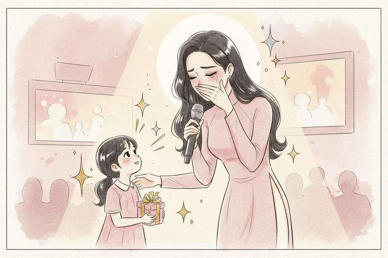 Á hậu Việt khóc — Ảnh minh họa được tạo bằng AI
