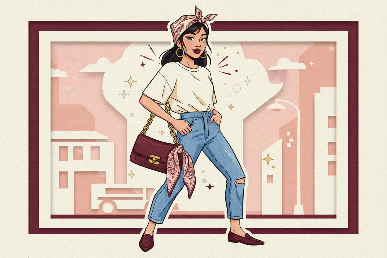 Bandana chiếm sóng hè 2026: Nhỏ xíu mà “cân” cả outfit