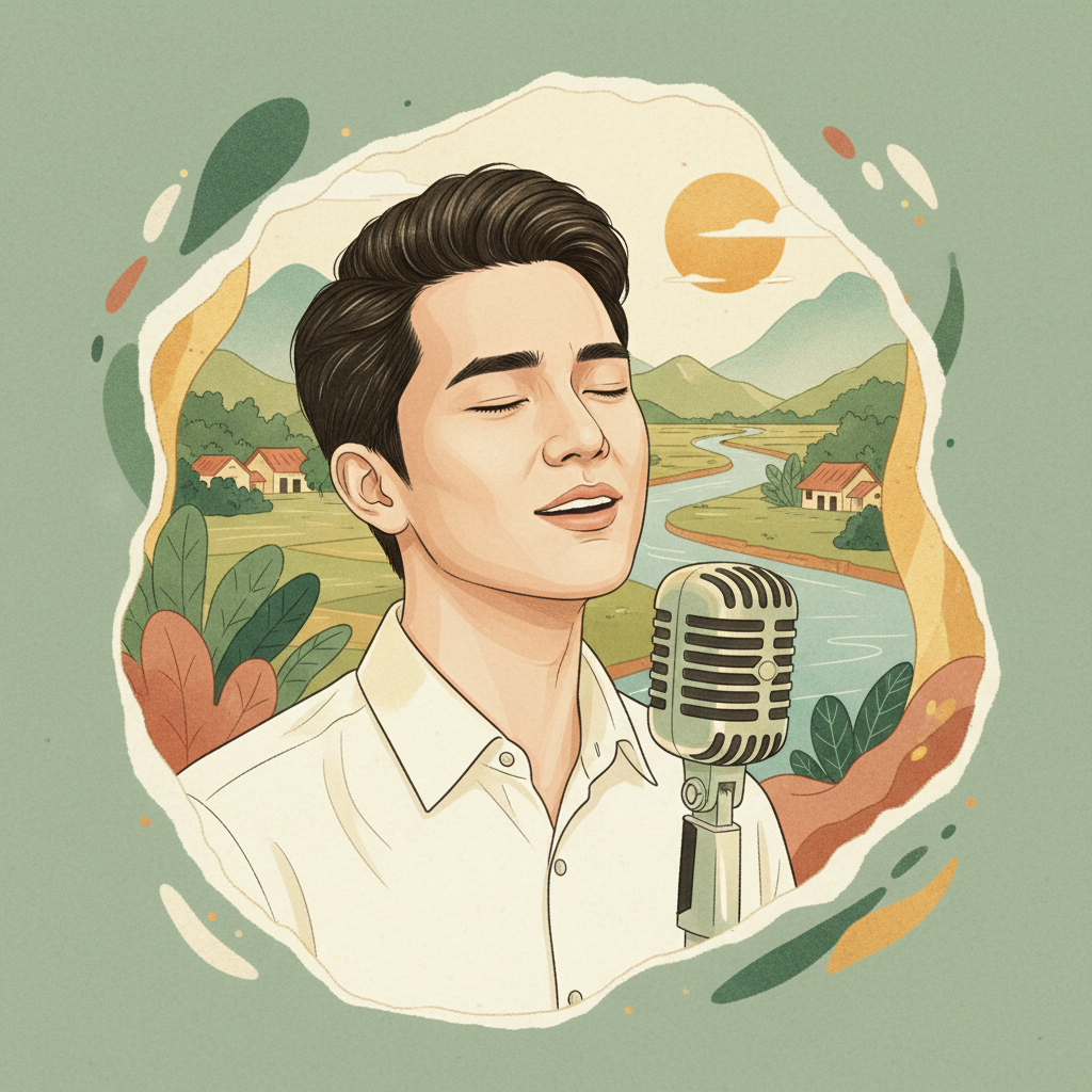 Minh họa phong cách tạp chí cho bài viết "Cậu Bé Quán Quân Ngày Nào Tung Bản Ballad Mới, Chưa Đầy Một Ngày Đã Khiến Khán Giả Phải Thốt Lên "Bài Này Khó Hát Lắm Đó"!". Ảnh minh họa được tạo bằng AI