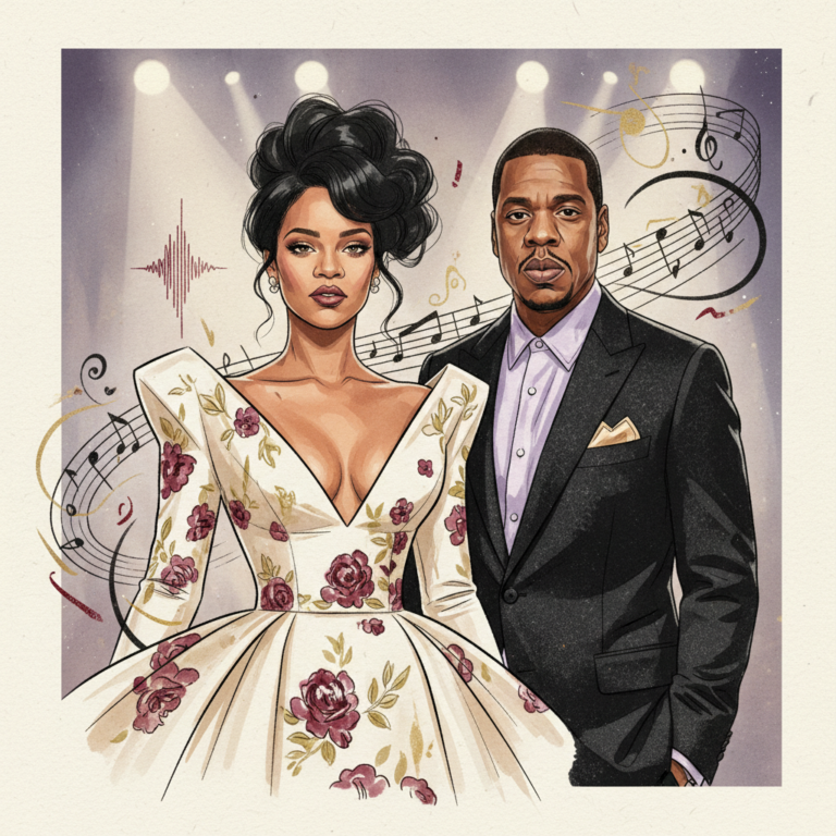 Tranh minh họa số phong cách tạp chí về Jay-Z và Rihanna