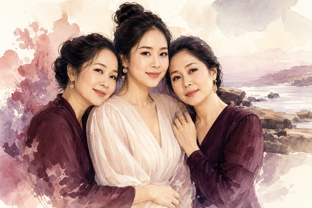 Minh họa AI về một người phụ nữ Việt Nam đang ôm một người phụ nữ lớn tuổi hơn, thể hiện sự gắn kết và tình cảm gia đình.