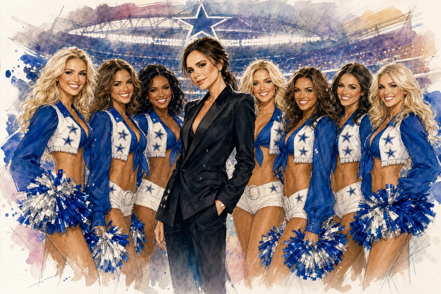 Victoria Beckham “Đốn Tim” Dallas Cowboys Cheerleaders: Khi Biểu Tượng Thời Trang Gặp Gỡ Năng Lượng Sân Cỏ!