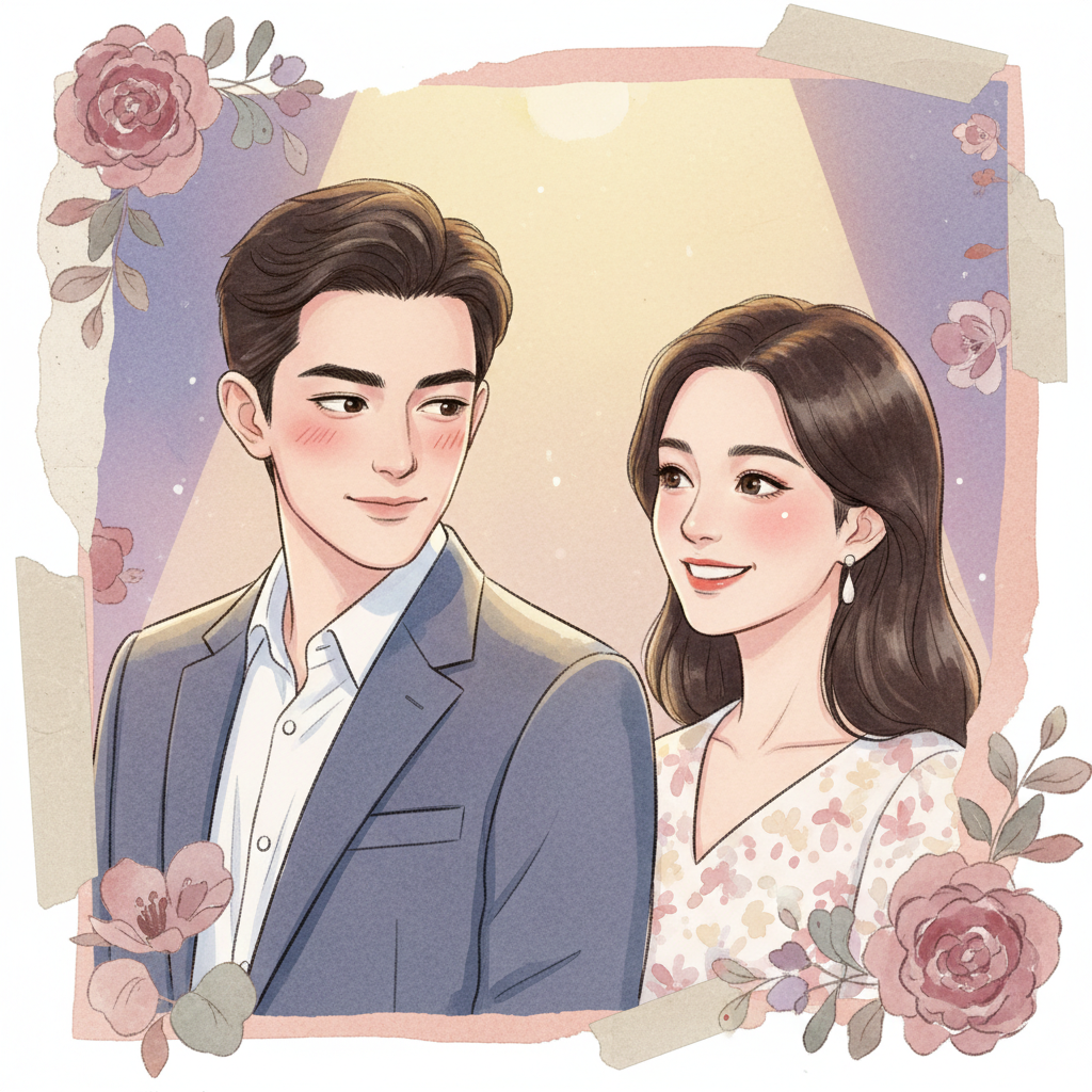 Minh họa phong cách tạp chí cho bài viết "Cứ Đứng Cạnh Là Không Dám Nhìn Thẳng Vào Mắt: Cả MXH Soi Từng Khung Hình Để "Bắt Bài" Nam Thần Này!". Ảnh minh họa được tạo bằng AI