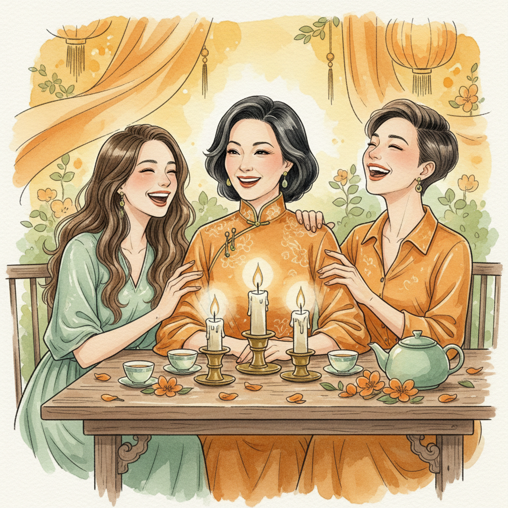 Minh họa phong cách tạp chí cho bài viết “Đón Sinh Nhật Không Có Bạn Trai Bên Cạnh, Nhưng Cách Bà Chọn Lại Khiến Ai Cũng Hiểu!”. Ảnh minh họa được tạo bằng AI